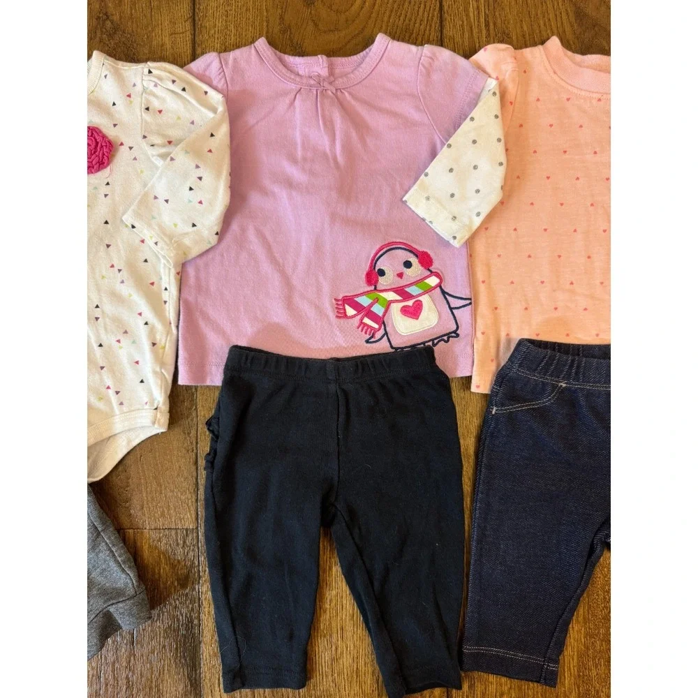 Baby Girl 3 Months Outfits Leggings Pants Shirts Long Sleeve Clothes Lot Penguin